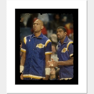 Kareem Abdul Jabbar and Magic Johnson in Lakers Posters and Art